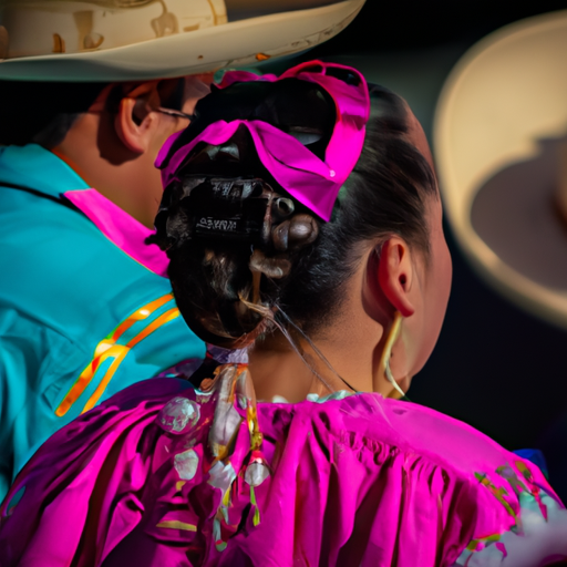 תמונה המציגה את המקומיים בלבוש מקסיקני מסורתי המשתתפים בפסטיבל תרבות