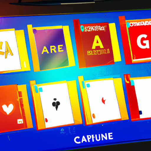 1. תמונה תוססת המציגה מגוון משחקי קלפים מקוונים על מסך דיגיטלי.